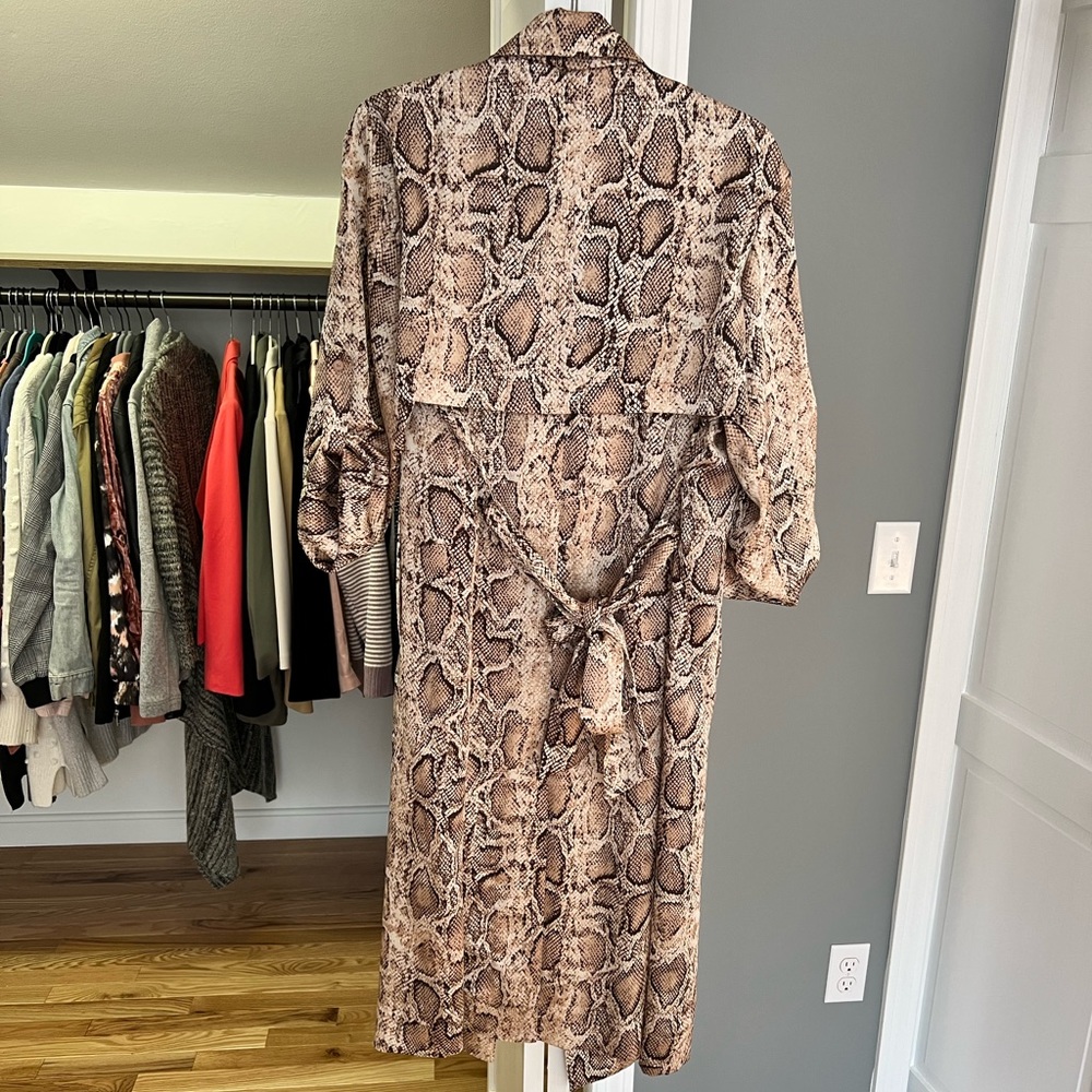 Snakeskin overcoat with belted tie